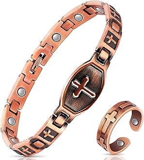 MahncoMahnco Magnetic Copper Bracelet & Ring for Women, Lymph Detox Bracelet for Arthritis and Joint with 3500 Gauss Strong Magnets-Jewelry Gifts with Adjust Tool