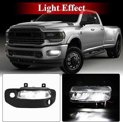 Miniatura 6 de WonVon Luces antiniebla LED aptas para Ram 2500 3500 2019-2023 parachoques LED con lámparas de conducción con interruptor de conductor y lado del