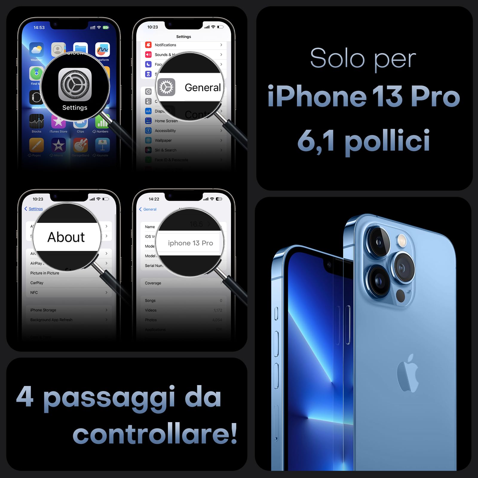 TOCOL Cover Magnetica per iPhone 13 Pro 6,1 Pollic, Compatibile con MagSafe, Protezione Fotocamera Integrata, Custodia Antiurto Traslucida Opaca, Blu Chiaro