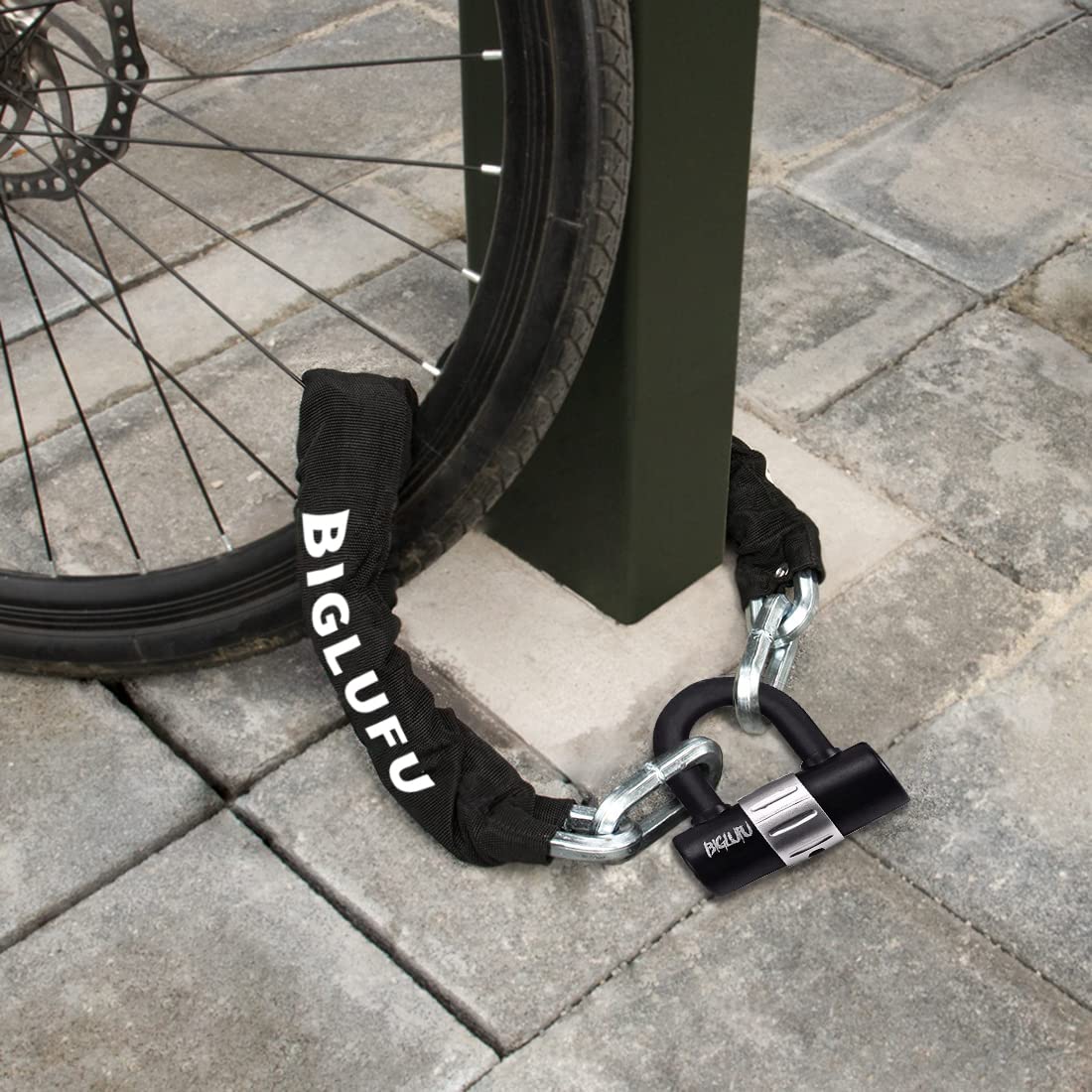 Fahrradschloss Kettenschloss mit 4 Schlüssel Hohe Sicherheit, 100/120/150cm Lang Motorradschloss 10/12/15mm dicke Silber Kette mit U-Schloss schlösser für Fahrrad, Motorrad, Scooter