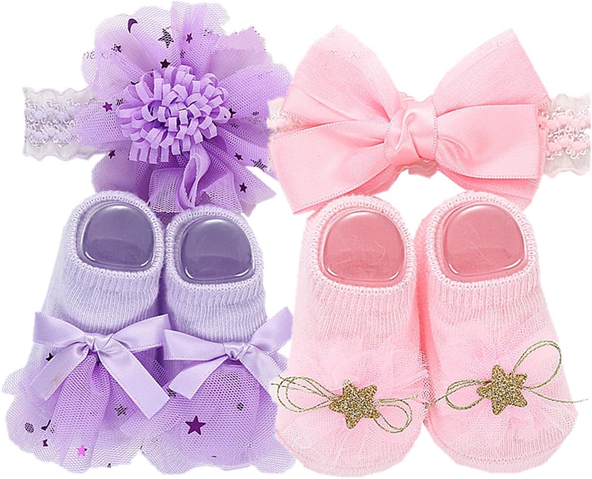 18-24 inch TatuDoll Girl Doll Accessories 2 Sets Headflowers+Shoes Pink &Purple Suits Reborn Baby Play Accessories