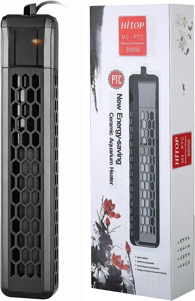 HITOPPTC Adjustable Aquarium Heater, Sturdy Fish Tank Heater with Protective Cover, 200W/300W/400W Heater for Fresh/Saltwater Fish/Turtle Tank up to 120 Gallon