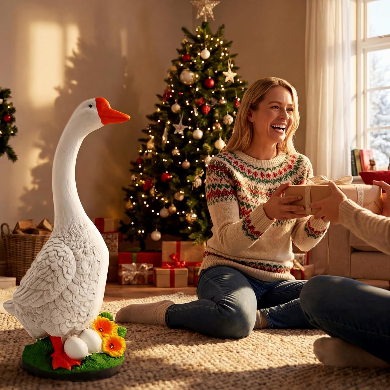 Large White Porch Goose, 23 inch Large Porch Goose Statue, Suitable for Porch, Balcony, Courtyard, Garden, Lawn Decor Unique Housewarming Gift - Image 8