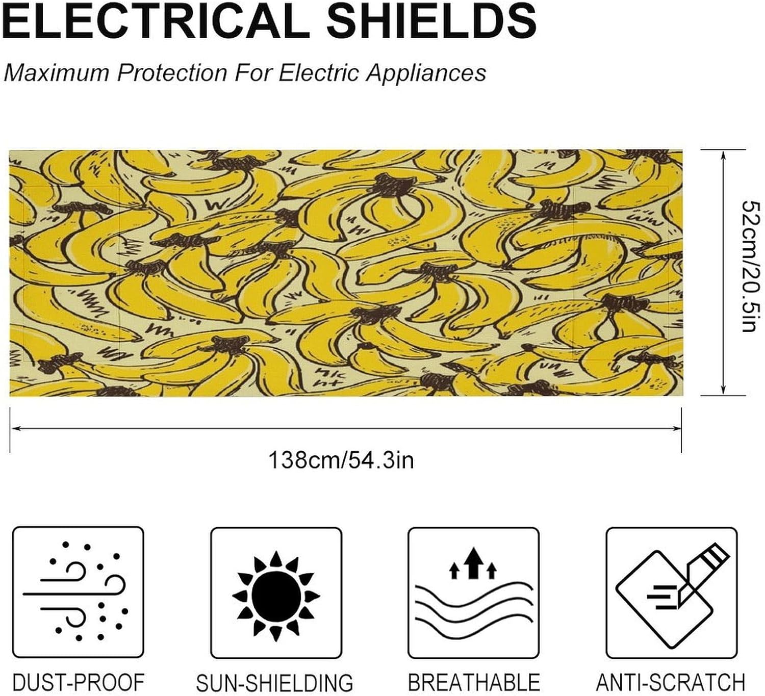 Yellow Banana Dust Covers Multi-Purpose Decorative Kitchen Appliance Cover Dustproof Washer And Dryer Covers for The Top Fridge Dust Cover Household Machine Protector