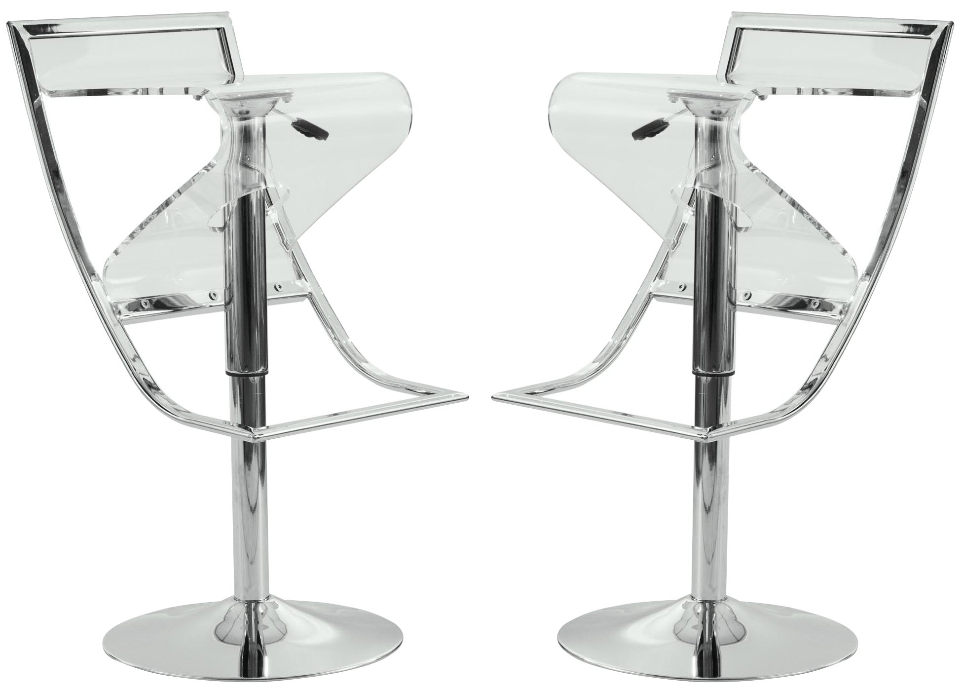 LeisureMod Napoli Acrylic Bar/Counter Stool, Transparent, Set of 2
