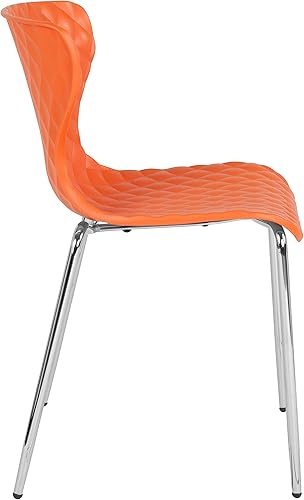 Miniatura 6 de Flash Furniture Lowell Silla apilable de plástico naranja de diseño contemporáneo