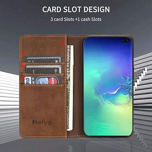 Miniatura 3 de Neiye Funda tipo cartera para Samsung Galaxy S10 Plus con bloqueo RFID, soporte de ranura para tarjetas, funda protectora de cuero para Samsung