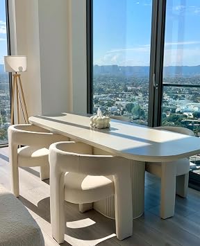 Modern Barrel Dining Chairs Set of 4, Upholstered Accent Kitchen Chair with Arms Comfy Linen Fabric Side Chair for Living Room/Home Office/Reception, Linen Cream