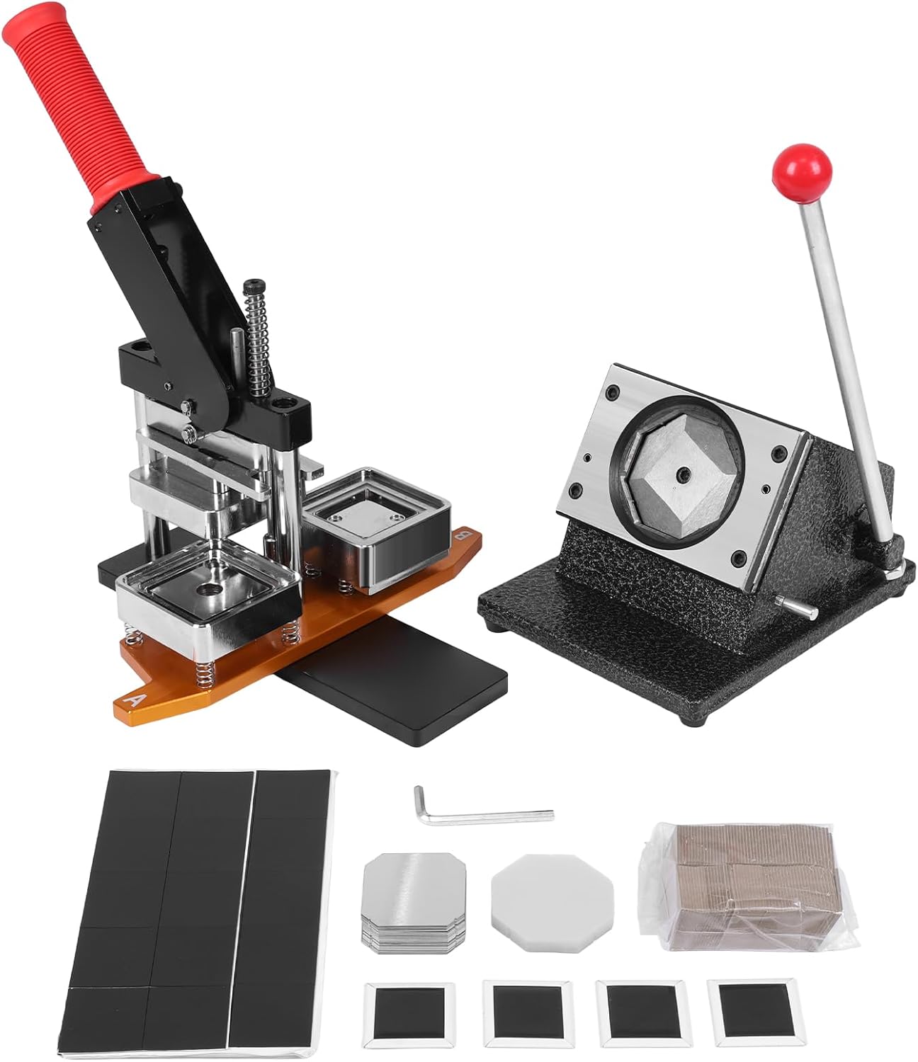50x50mm Square Fridge DIY Photo Magnet Making Machine with 100 Sets Materials DIY Refrigerator Badge Press Kit for Crafting Home Use Business