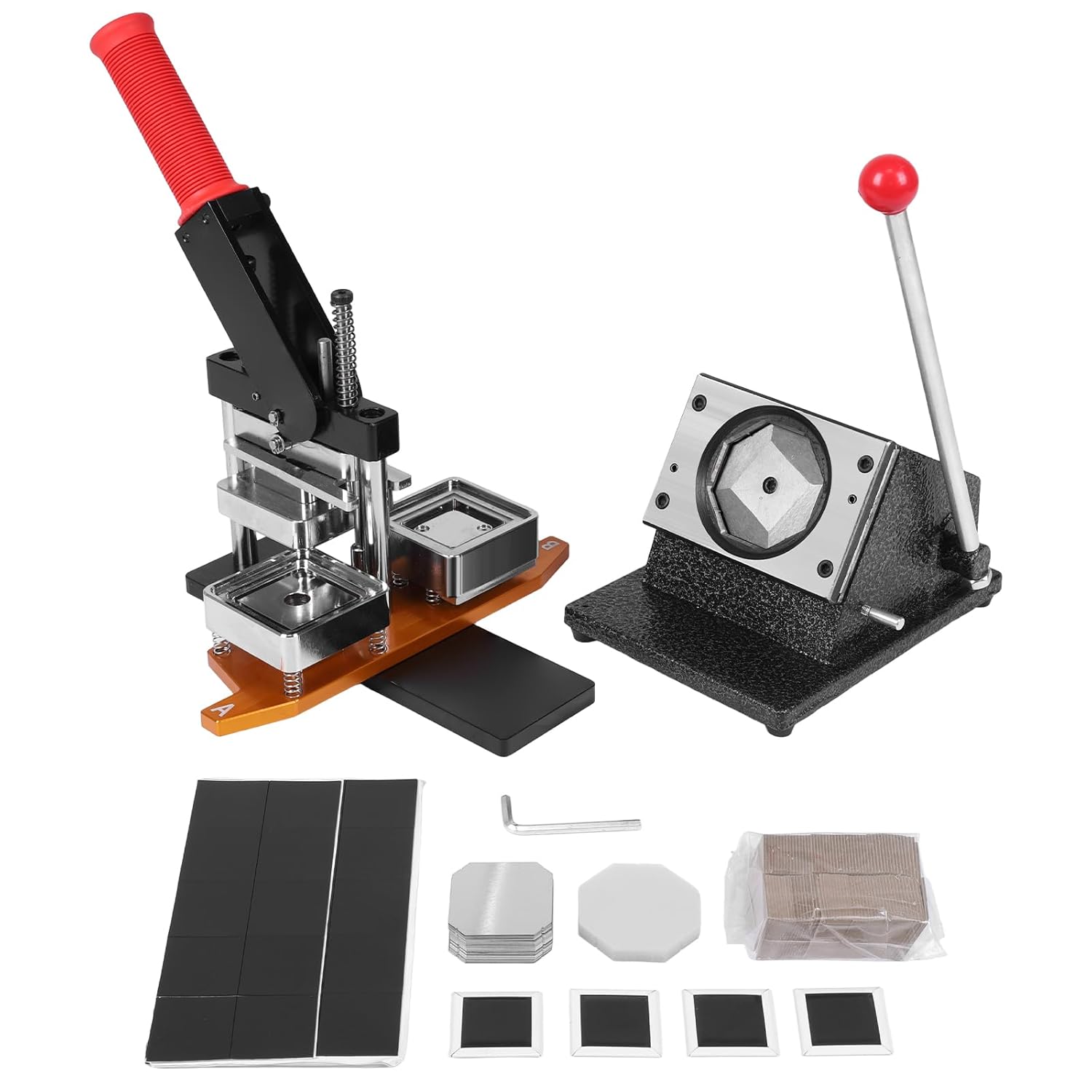 50mm Square Fridge DIY Photo Magnet Making Machine with 100 Sets Materials DIY Pin Maker Badge Press Machine for Crafting Home Use Business