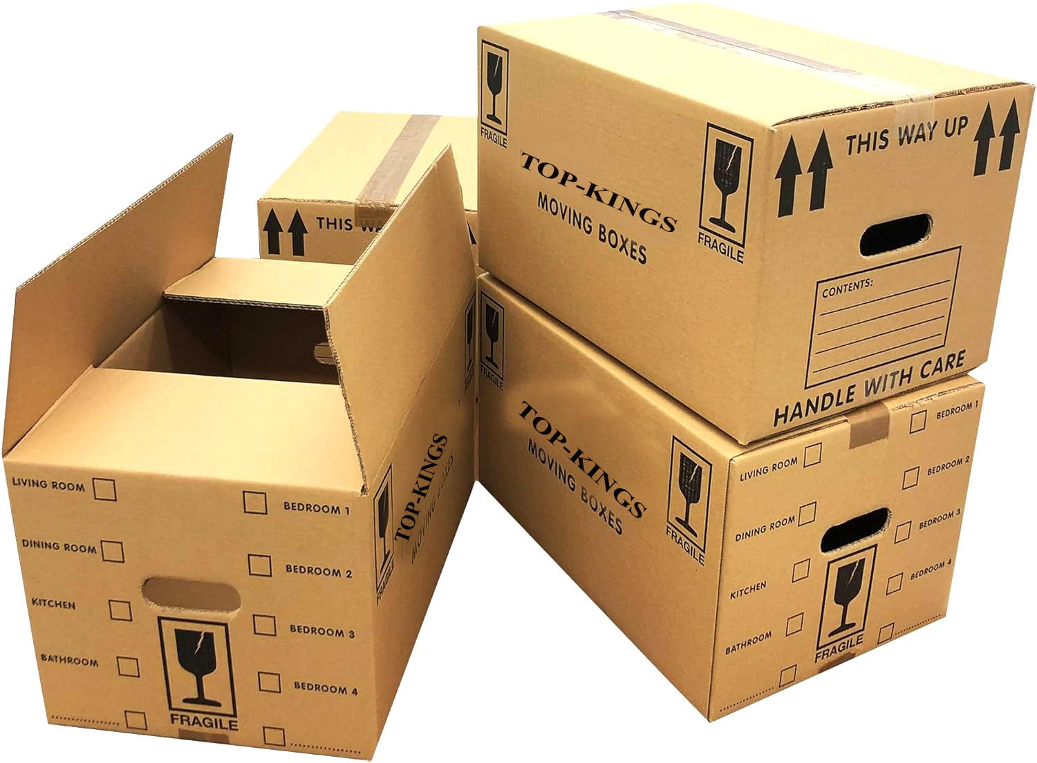 10 Strong 44L Cardboard Packing Boxes (18x12x12") – Heavy Duty, UK-Made, Printed Moving Boxes with Handles & Tick List – Ideal for Shipping, Storage & House Moves