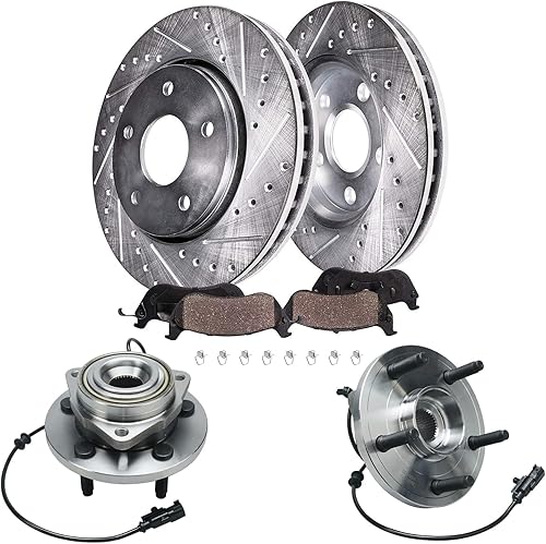 Miniatura 37 de Detroit Axle - Kit de freno delantero para 2014 2015 2016 Kia Soul Reemplazo de discos perforados y ranurados Rotores de freno de disco pastillas de