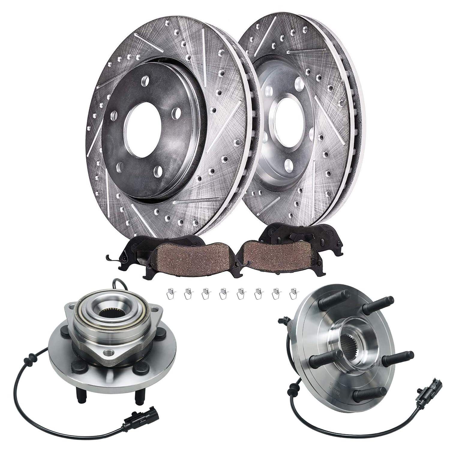 Detroit Axle - Front Wheel Bearing Hubs Brake Kit for 2007-2009
