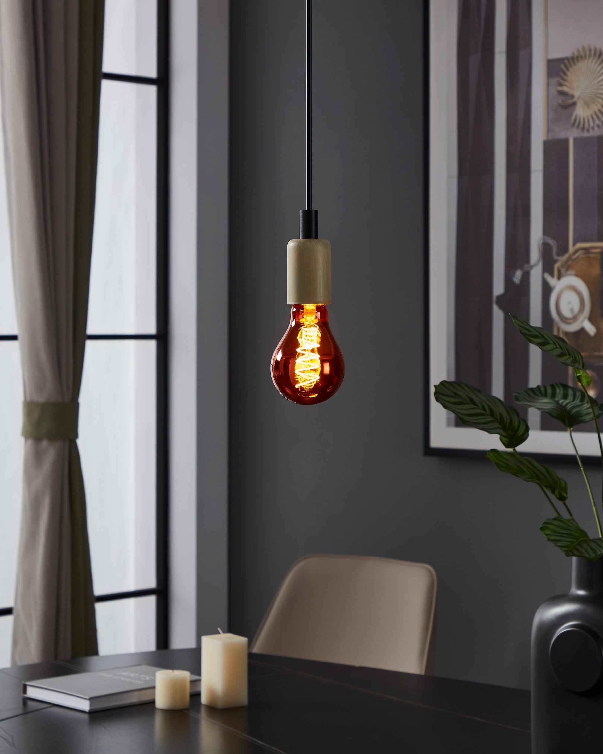 EGLO E27 LED ściemniana, spiralna Żarówka vintage, miedziana w stylu retro, 4 Watt, 30 Lumen, ciepła biel, 2000k, Żarówka Edisona A75, Ø 7,5 cm