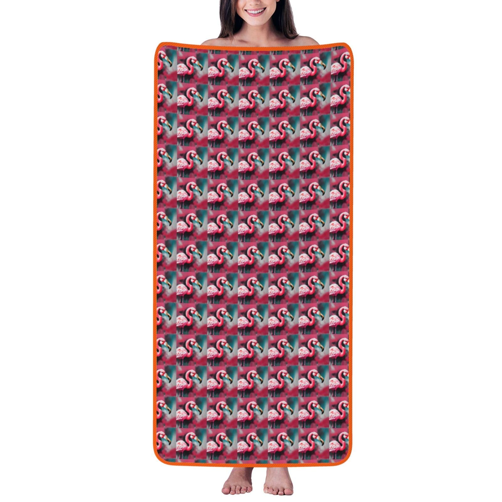 Tamiger Painting Flamingo Print Unisex Coral Velvet Bath Towel For Home Bathroom Hotel Spa Beach Travel Daily Use