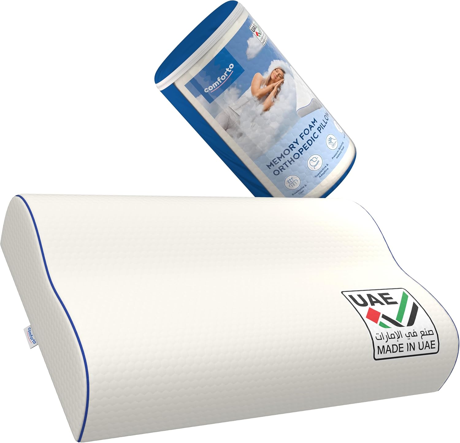 Contour Memory Foam Pillow Neck And Shoulder Pain Relief 23.6x15.7 - Ergonomic Pillows for Bed for Side and Back Sleepers with Cervical Support - Orthopedic Neck Support Cushion for Sleeping