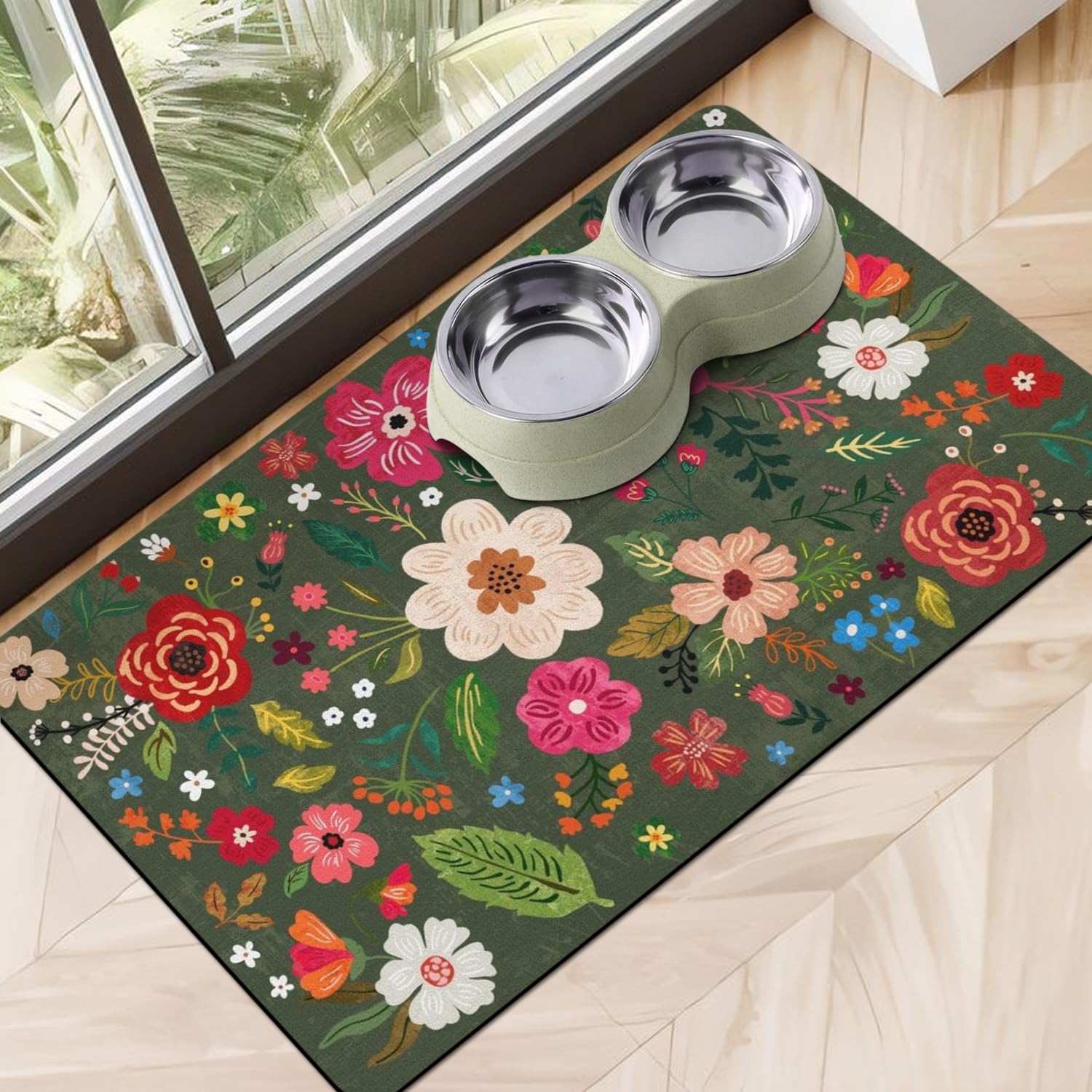 Dog Food Mats for Floors, Absorbent Dog Bowl Mat for Food and Water Dispenser, Quick Dry Cat Food Mat Pet Supplies
