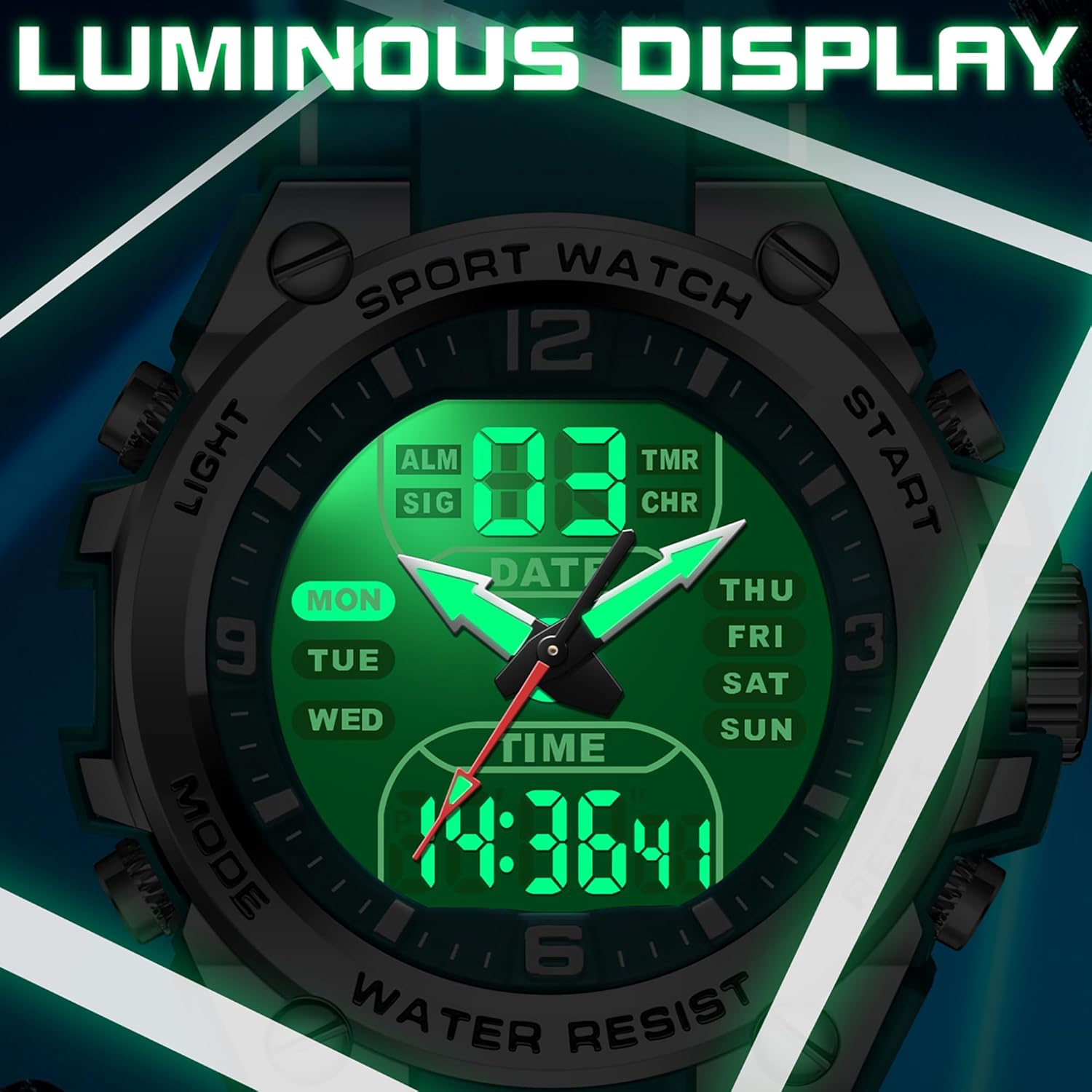 findtime Men's Digital Watch Sports Waterproof Watches Military Stopwatch Alarm Mens Wristwatch for Running Swimming Watch Big Face Analog Relojes para Hombres - Image 4