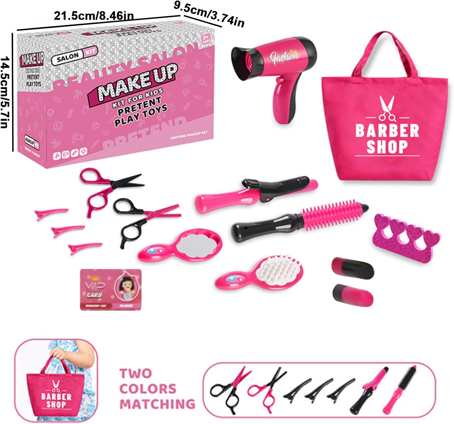 Children's Hairstyle Set - Toy Kit with Hairdryer and Beauty Tools, Educational Game for Girls, Pretend Play Hair Stylist Toy Kit with Mirror & Accessories for & Kids Age 4+