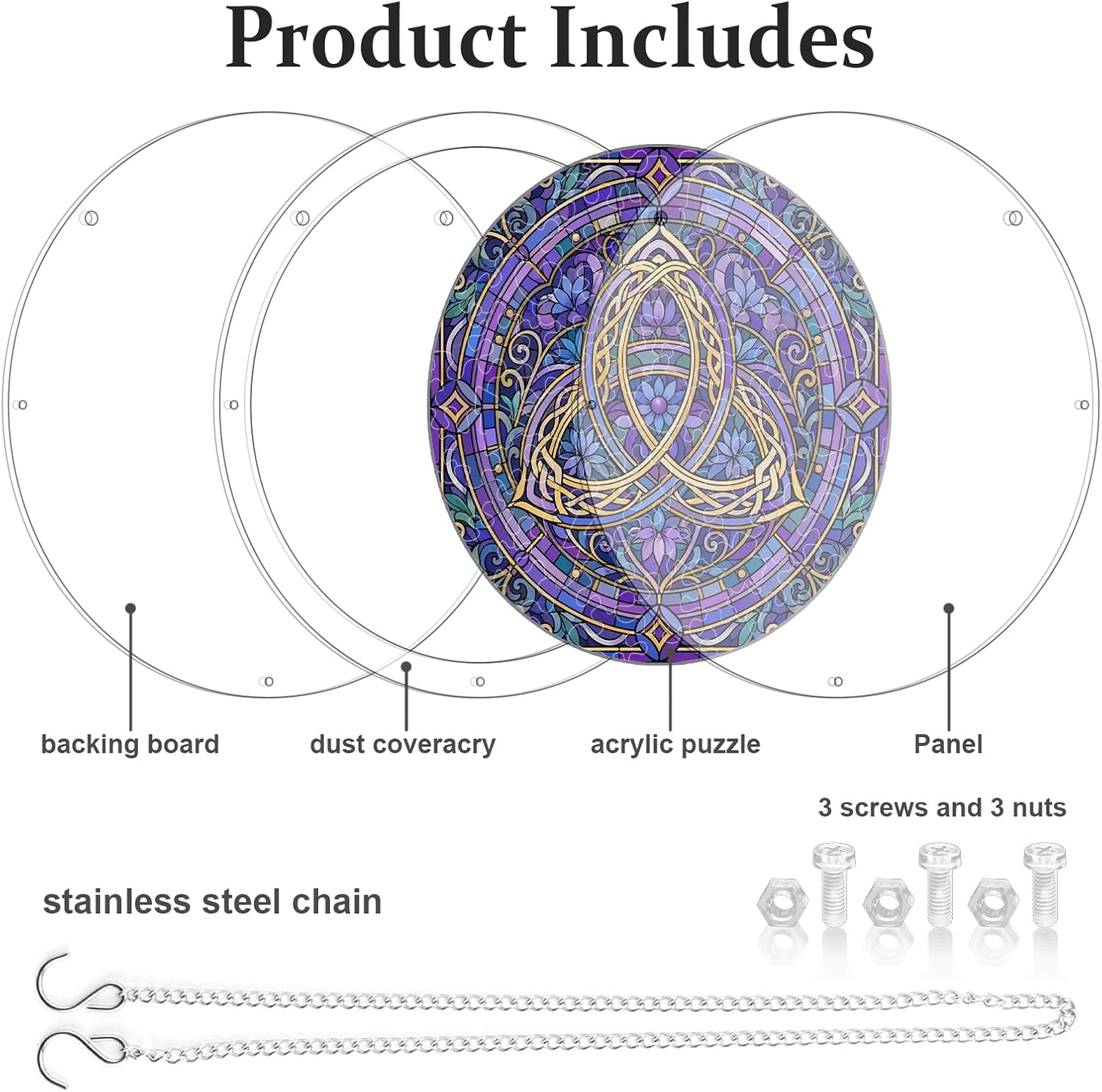 Acrylic Puzzle Suncatcher, Celtic Knot Jigsaw Puzzle Sun Catcher | 8.9 in Celtic Knot Suncatcher Kit, 81 pcs Acrylic Jigsaw Puzzle for Adults, Irish Window Decor, Celtic Gift for Women