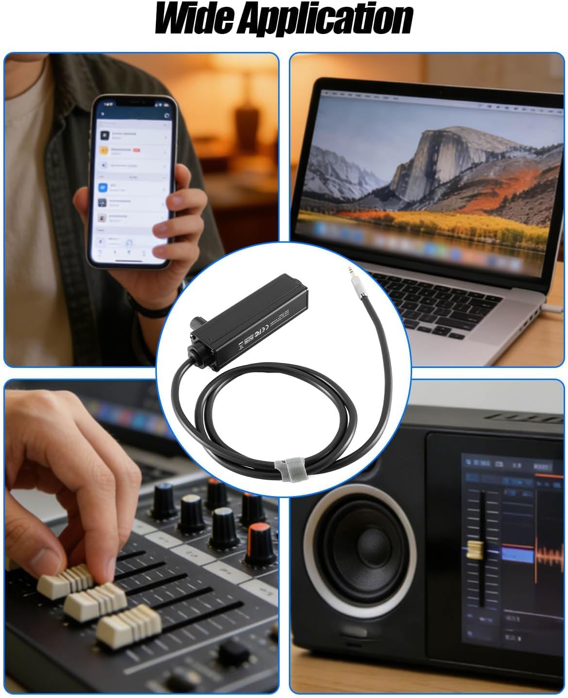 AUX to XLR Isolation Box with Volume Controller and Ground Lift Switch, 3.5mm TRS to 3-Pin XLR Hum Eliminator, Build in 3.3Ft Cord with Detachable AUX Plug