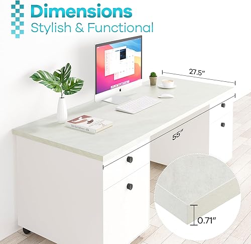 Miniatura 308 de Kaboon Mesa universal de 45.67 x 23.62 pulgadas, escritorio sólido de una pieza, encimera de melamina reversible, escritorios dobles, escritorio en