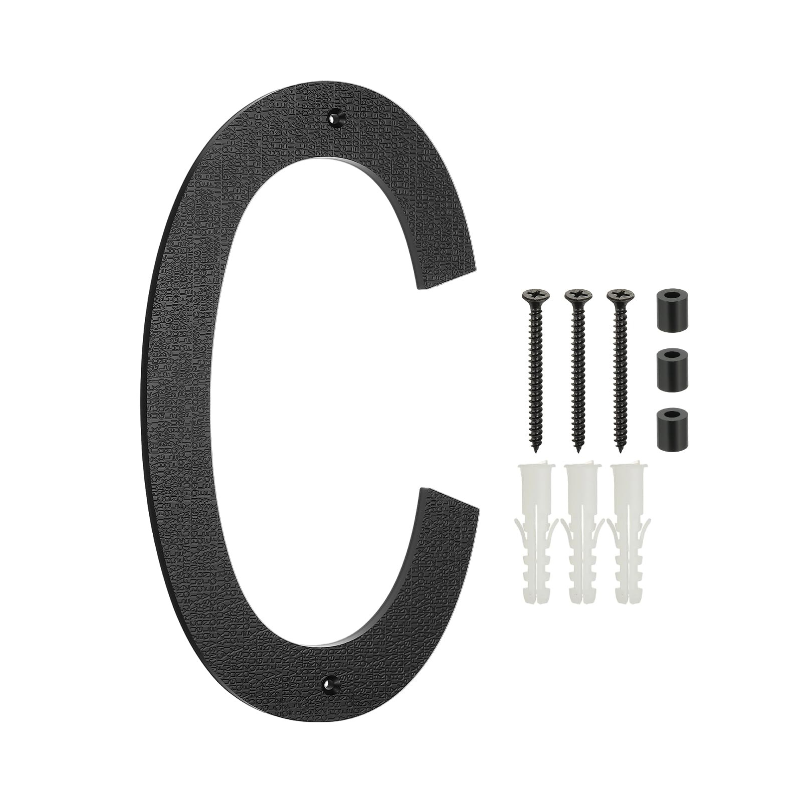 PATIKIL 12 Inch House Numbers for Outside, Letter C ABS Plastic Texture Floating House Number Modern Mailbox Address Door Numbers with Nail Kit for Outdoor Residential Street, Black
