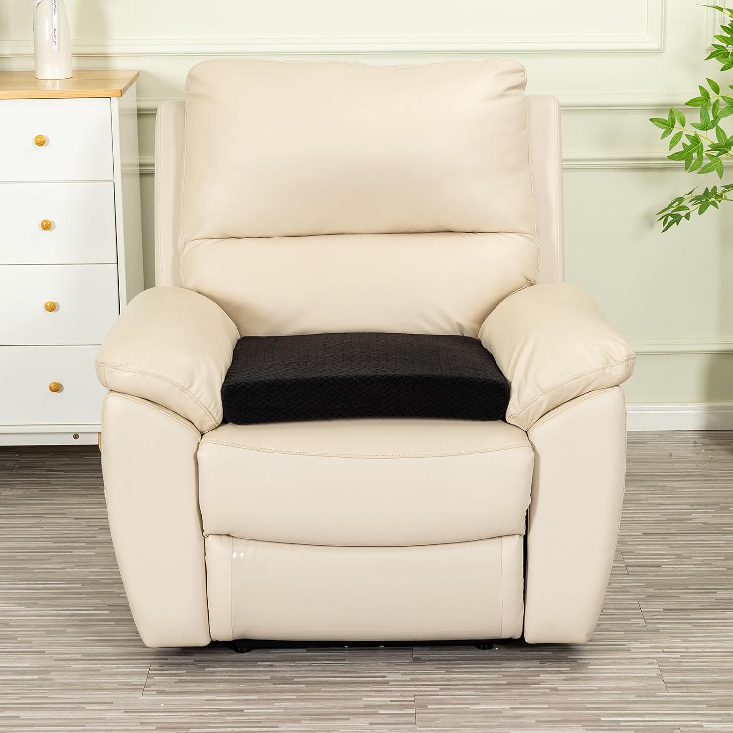 Recliner Cushions for Long Sitting Foam Seat Cushion Soft Tufted Layer for Elderly Seniors, Recliner Chair, Floor Pillow, Office Chair, Car, No Pressure on Thighs, 20X20X3 Inch - Knitted Black