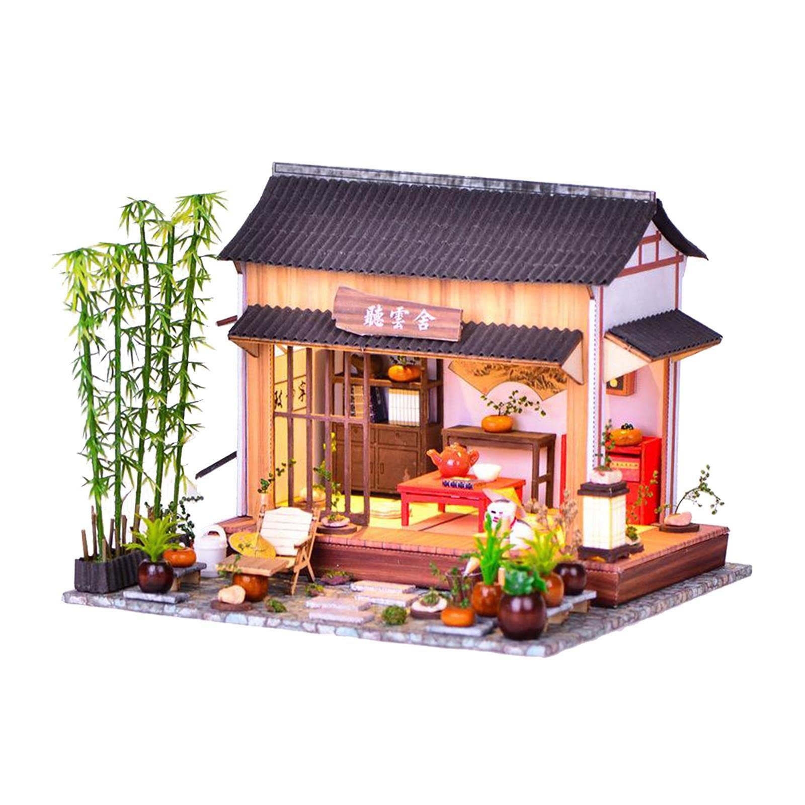 Kit Fai da Te per Casa delle Bambole in Miniatura in Stile Cinese con LED, Ideale Come Regalo per Costruire