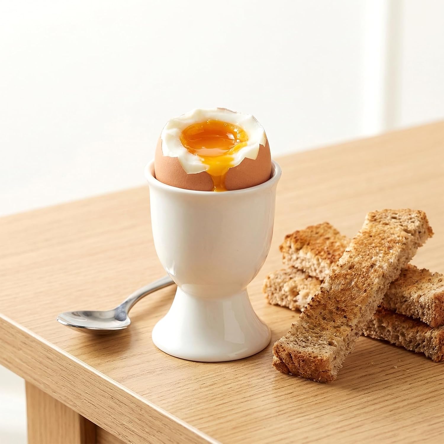 2Pcs Ceramic Egg Cups for Soft Boiled Eggs, Porcelain Egg Holder for Breakfast Cooking Kitchen Decor