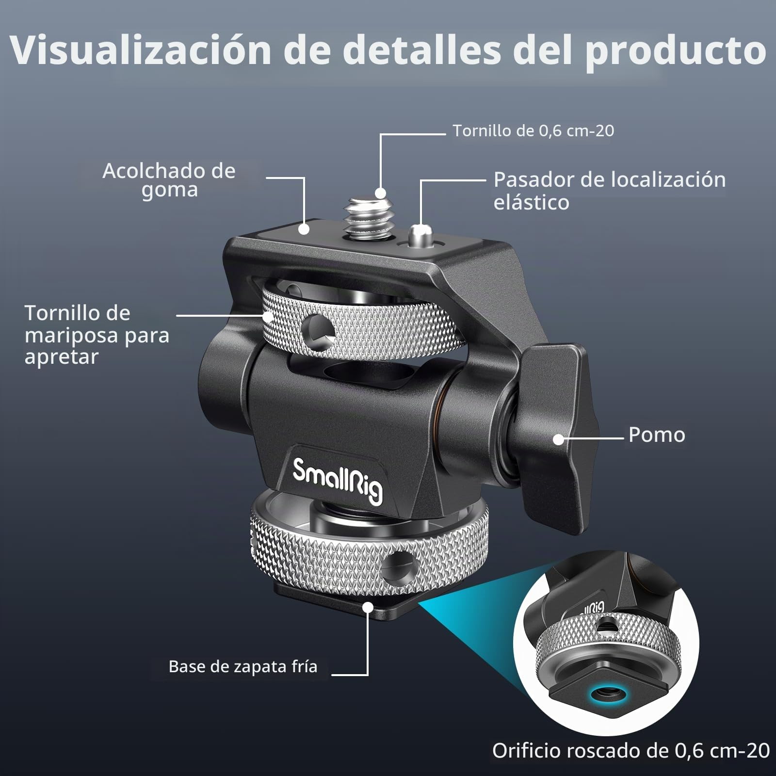 (Nueva Versión) SMALLRIG Soporte para Monitor de Cámara con Adaptador de Cold Shoe, Soporte para Monitor Ajustable con Giro de 360° e Inclinación de 180°, Carga Máxima de 2,3kg - 2905B