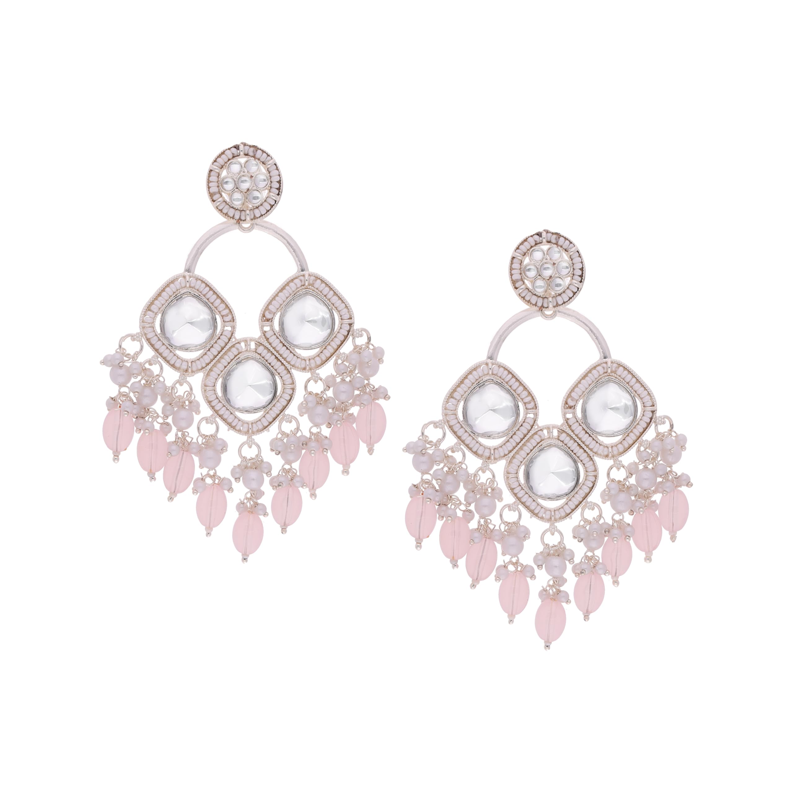 Brado Jewellery Kundan and Pearl Studded Artificial Stone Gold Polished Drop & Dangle Earring For Women and girls (Babypink) (B0D8GXVX2L) Amazon Price History, Amazon Price Tracker