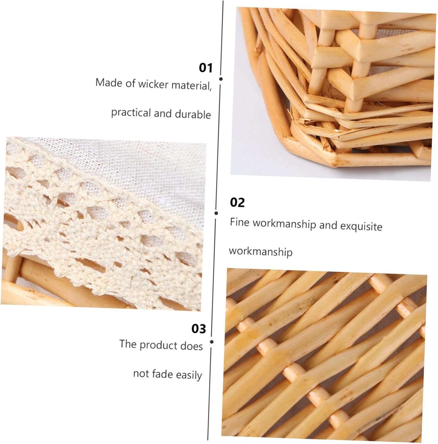 Alipis Handwoven Wicker Storage Basket with Removable Liner 40x30x16cm Rectangular Wicker Container for Home Organization Toy and Blanket Storage