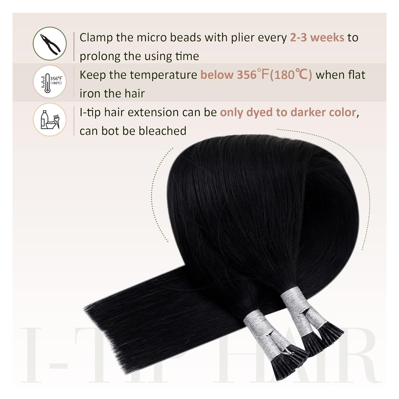 I-Tip Extensions Echthaar Remy, 50 Strähnen Keratin Stick Tip | 50 glatte Remy-Echthaarsträhnen, 14–24 Zoll, 40–50 g; vorgebondete I-Tips für Microrings, färb- und stylbar