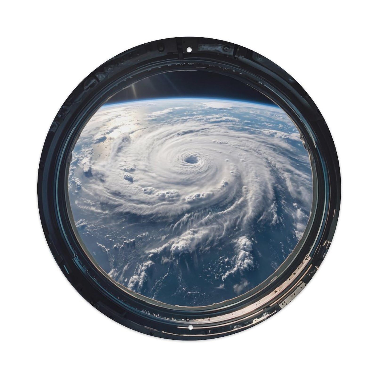 Earth Hurricane Storm from Space Station Porthole Metal Tin Sign