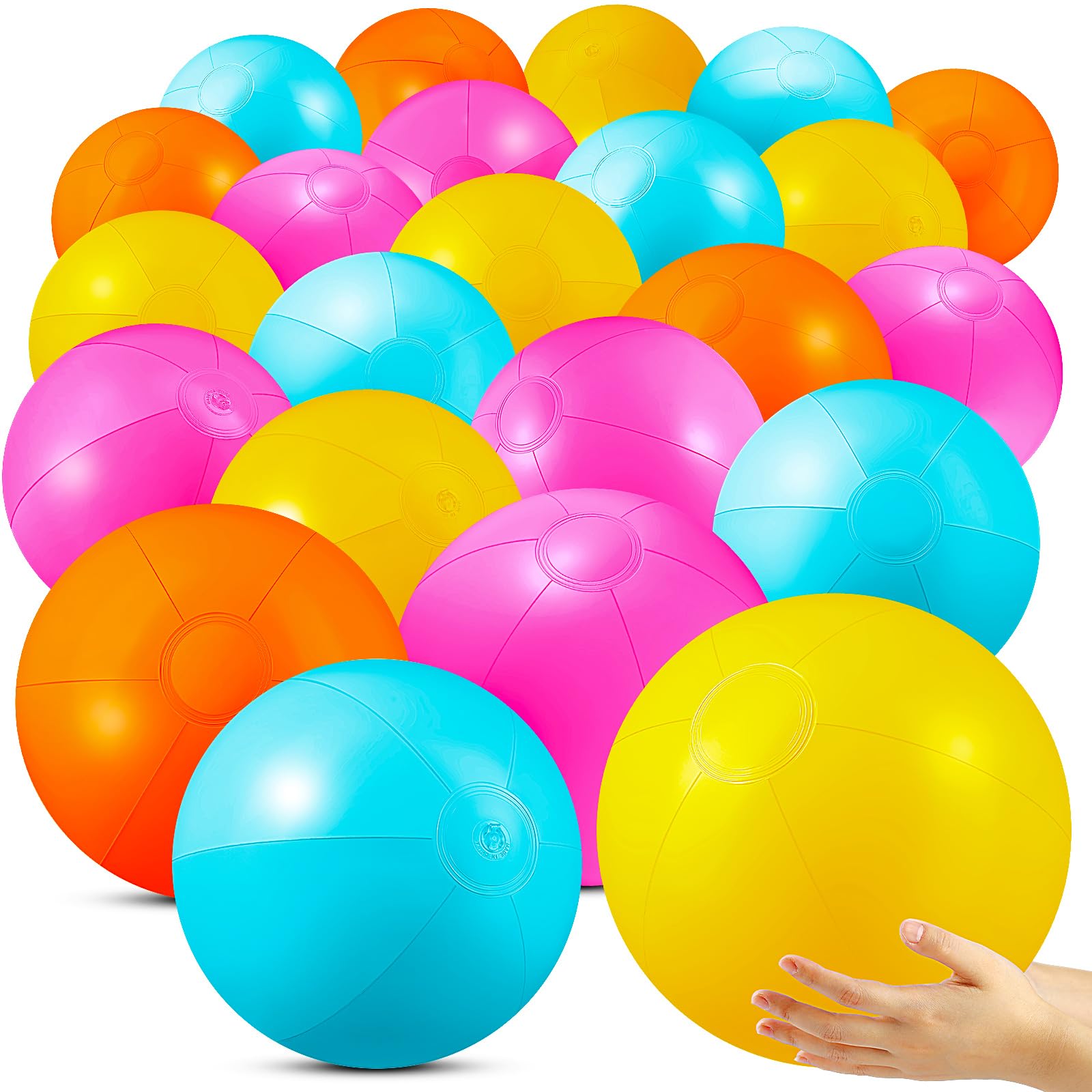 Vertintong 24 Pcs Inflatable Beach Balls Bulk Large Pastel Inflatable Beach Ball Party Decor Summer Water Games for Swimming Pool Wedding Outdoor Party Favors(Cheerful Color,16 Inch,Rainbow)