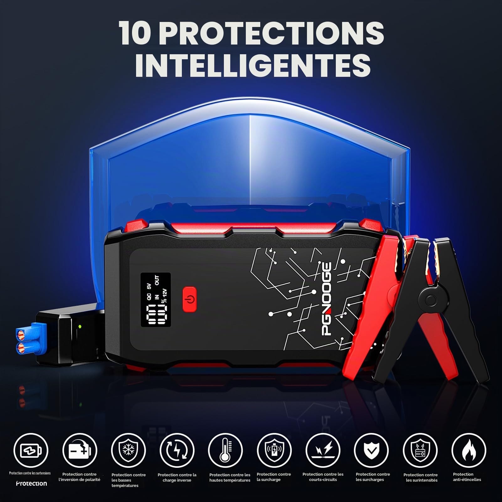 26800mAh 6000A Démarreur de Voiture 12V | Booster de Batterie, Moteurs jusqu'à 10L Diesel, Tous Essence, Start Booster Batterie Vehicule