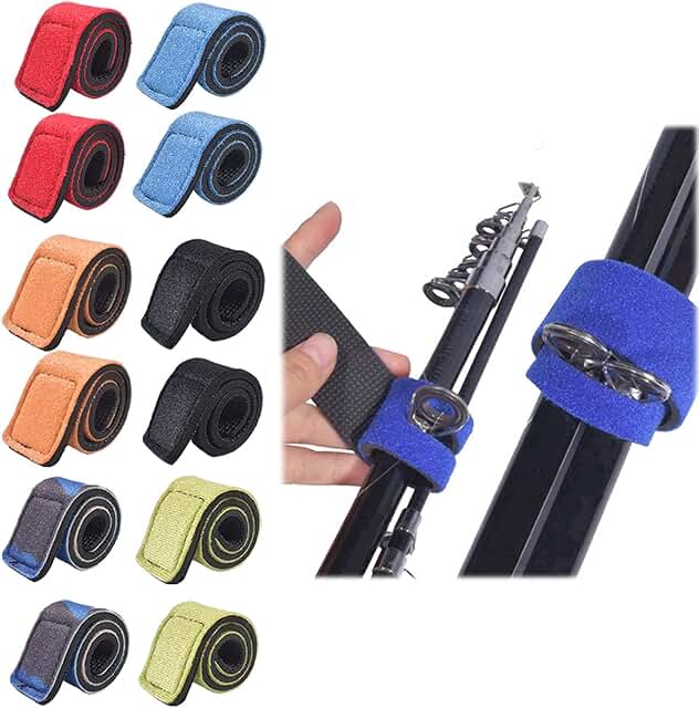 Forhome 12 Piezas Cintas de Pesca, Correas de Caña de Pescar, Uds 6 Colores Correas Caña de Pescar, Accesorios de Pesca, Caña de mar, Correa de Engranaje, Alimentador