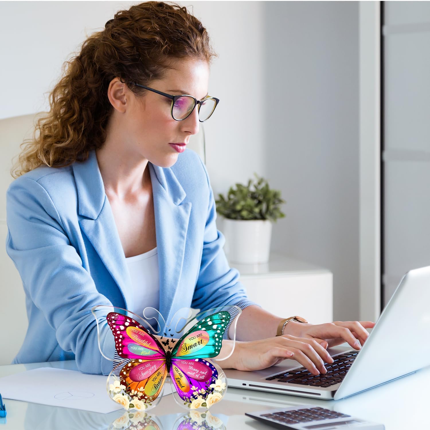 Inspirational Home Office Desk Decor for Women Motivational Desk Decoration Art Acrylic Plaque Vintage Butterfly Decor Acrylic Sign Gift for Boss Colleague Friend Coworker Cheer Up Gifts, colroful - Image 6