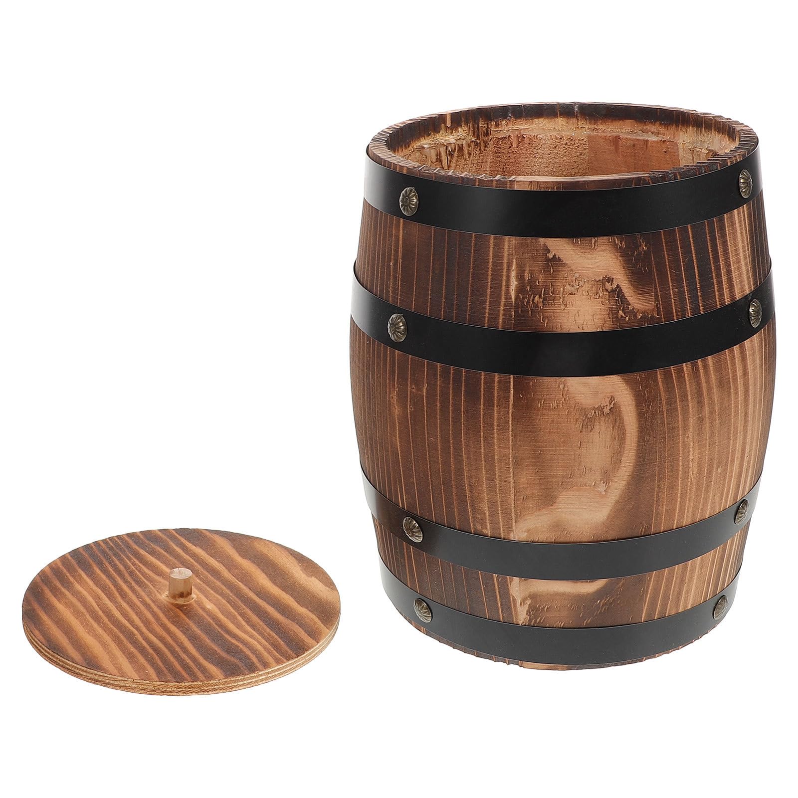 Healvian Porte-ustensiles en Bois Vintage Marron, Seau de Rangement Portable Multifonction pour Baguettes et Outils Cuisine, Maison Restaurant