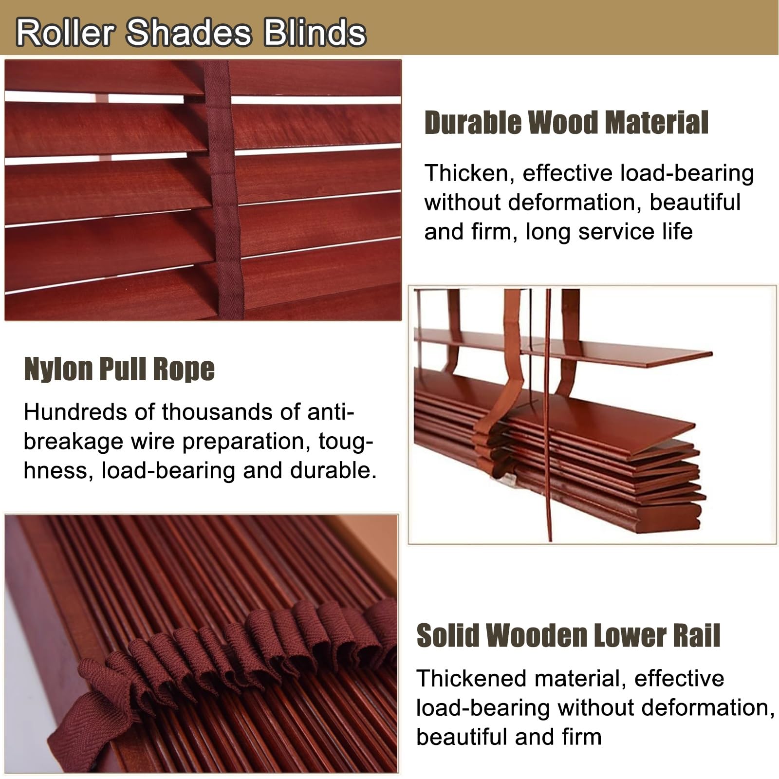 Amazon｜ブラインド リビングルームの木製ブラインド レッドブラウン