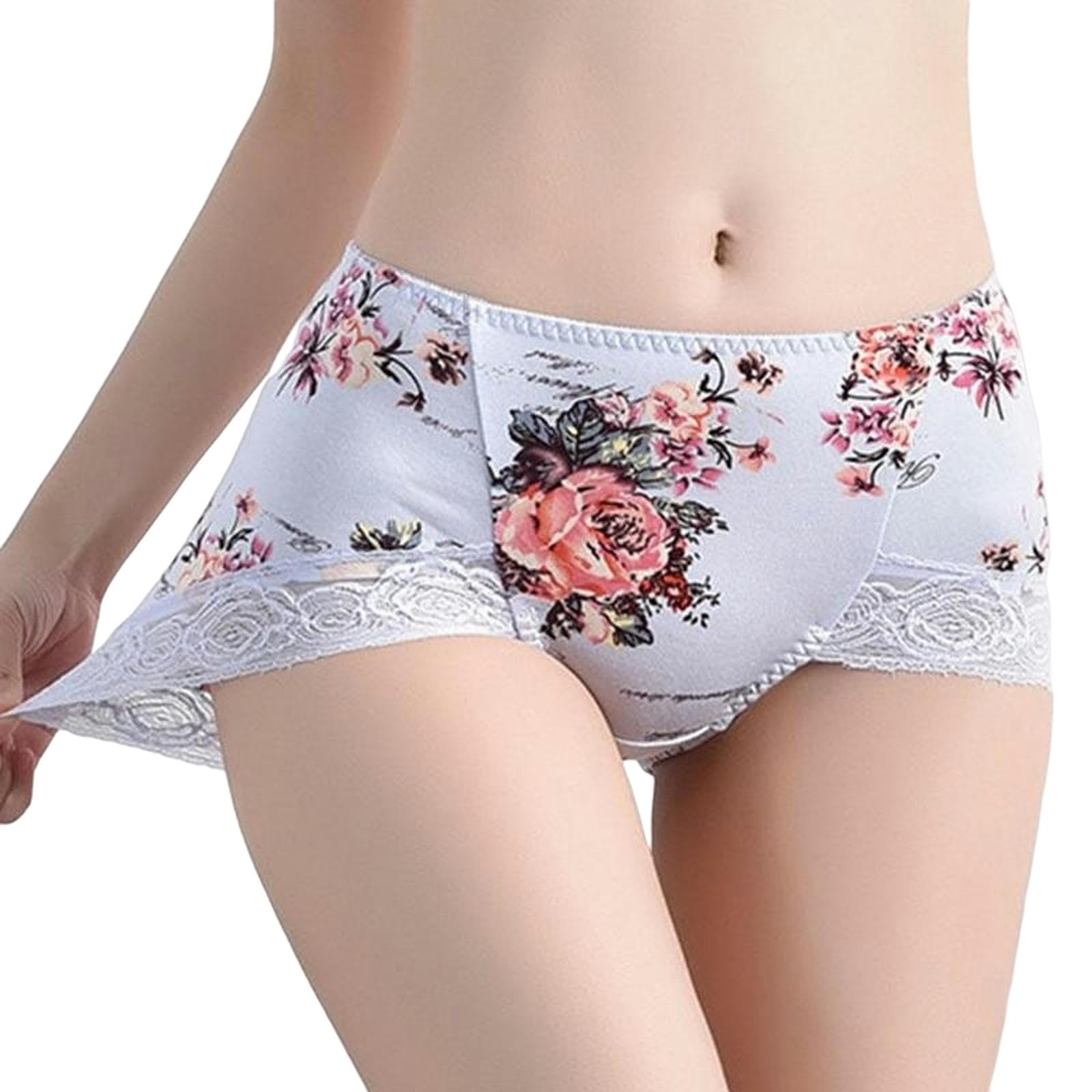 Slip Donna 3 Pacchetti Fiori di Cotone in Pizzo di Seta Ghiacciata Stampare I Slip da Donna A Vita Bassa