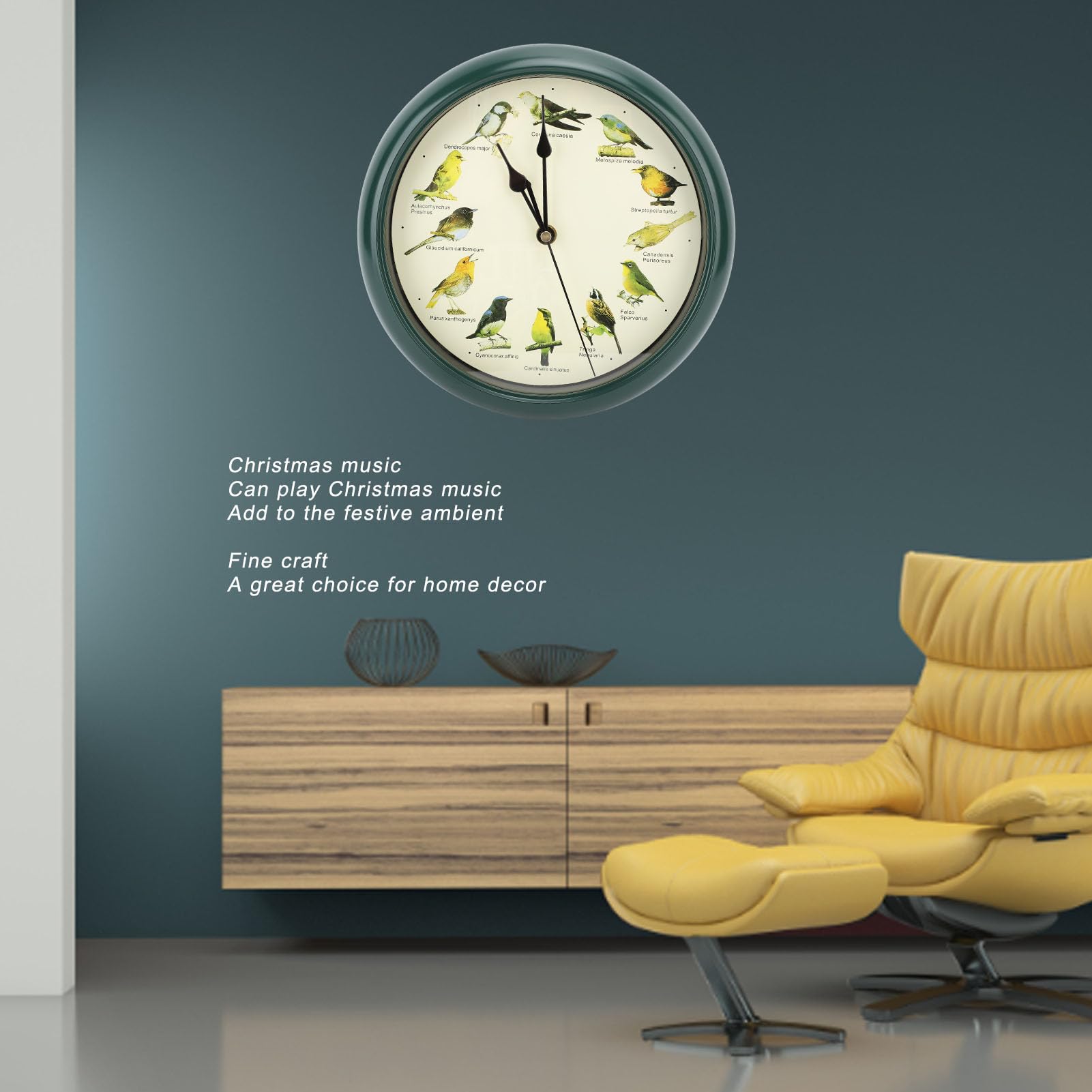 Acheter Horloge Murale 10 Pouces Coucou Multifonctionnel Rond Silencieux Appels d'Oiseaux Ponctuels Musique de Noël Mur Intérieur