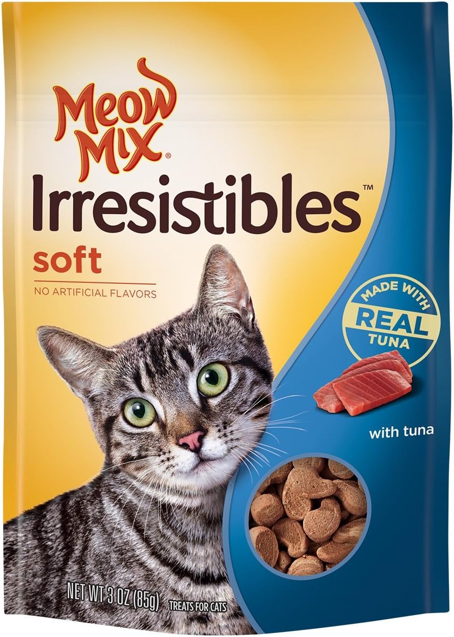 Meow Mix Irresistibles Soft Cat Treats With Real Tuna (Pack Of 10), 3 Oz.