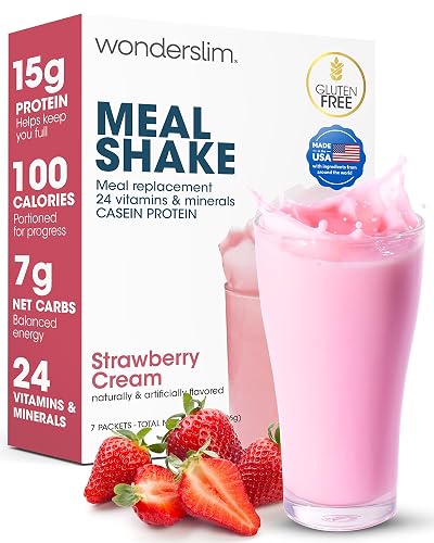 Wonderslim Protein Meal Replacement Shake – 7ct Packets (Strawberry Cream)