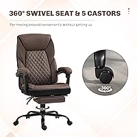 Vista 7 de HOMCOM Silla de oficina ejecutiva con reposapiés, silla de escritorio ergonómica, silla giratoria reclinable con respaldo alto y altura ajustable
