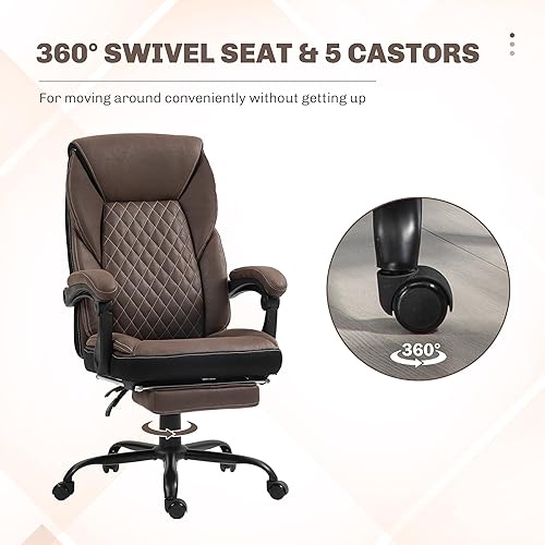 Miniatura 7 de HOMCOM Silla de oficina ejecutiva con reposapiés, silla de escritorio ergonómica, silla giratoria reclinable con respaldo alto y altura ajustable,