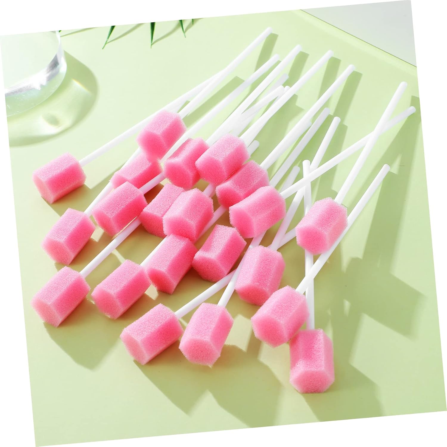 Outanaya 150pcs Hexagon Pink Disposable Cotton Swabs Hygiene Micro Swabs for Adults Boys and Girls Oral Care Sponge Handle Dental Cleaning