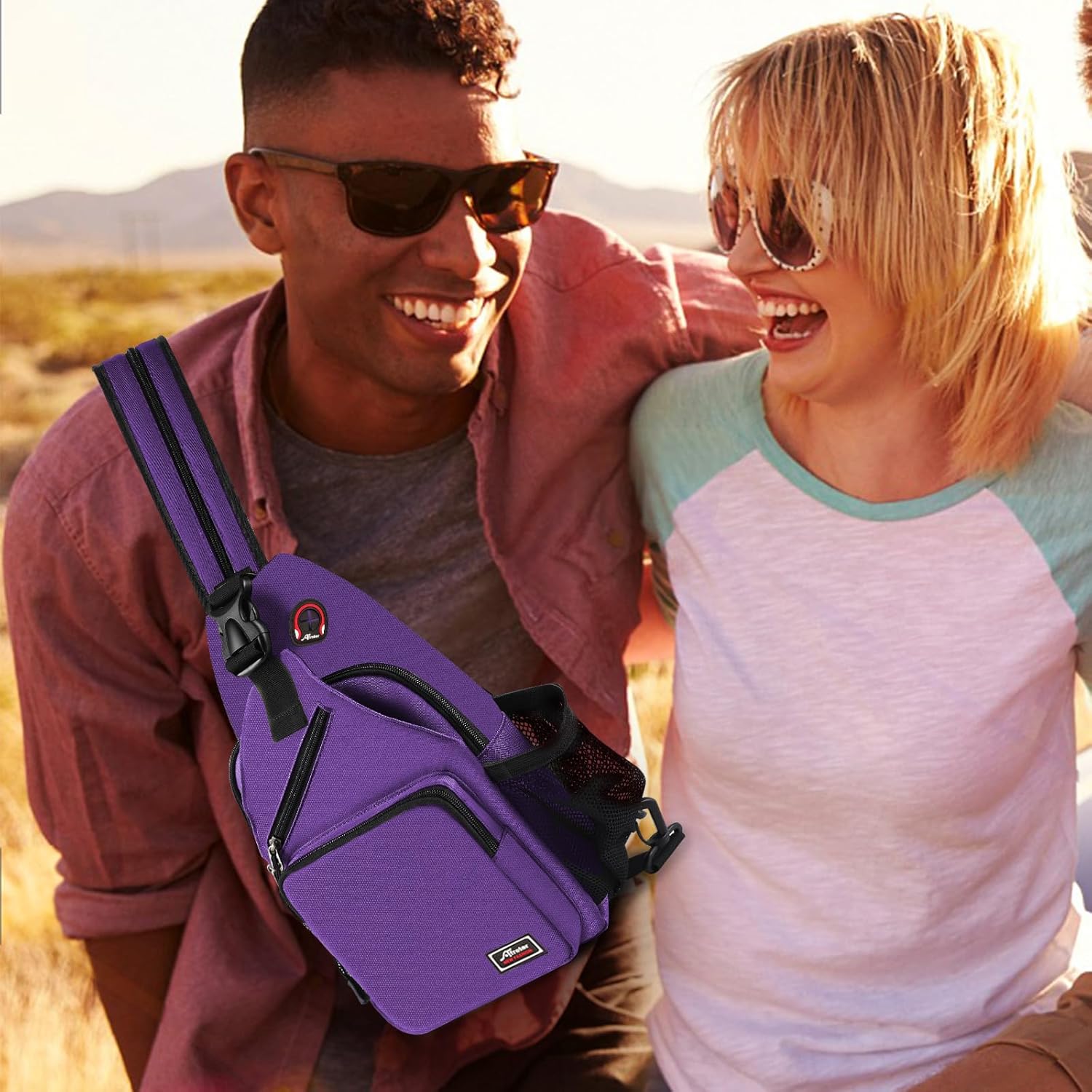 Crossbody Sling Backpack Men and Women Sling Bag Shoulder Backpack Travel Hiking Chest Bag Daypack (Purple) - Image 7