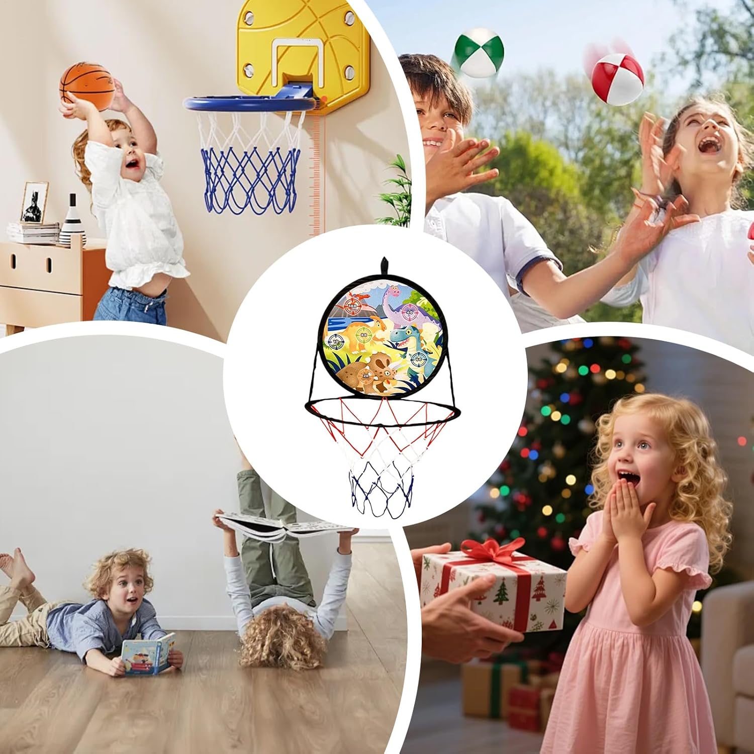 Basketball Basket and Dart Panel, Safe Sports Toys Dart Board for Young Girls Outdoor Birthday Party Gift | 2 in 1 Basketball Hoop - Basketball Basket 2